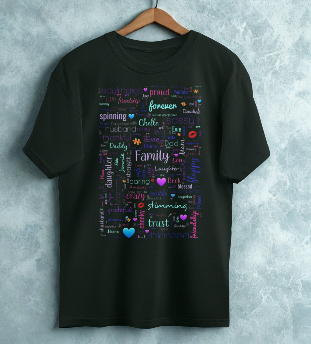 Family Love Word Cloud - Premium Oversized T-Shirt