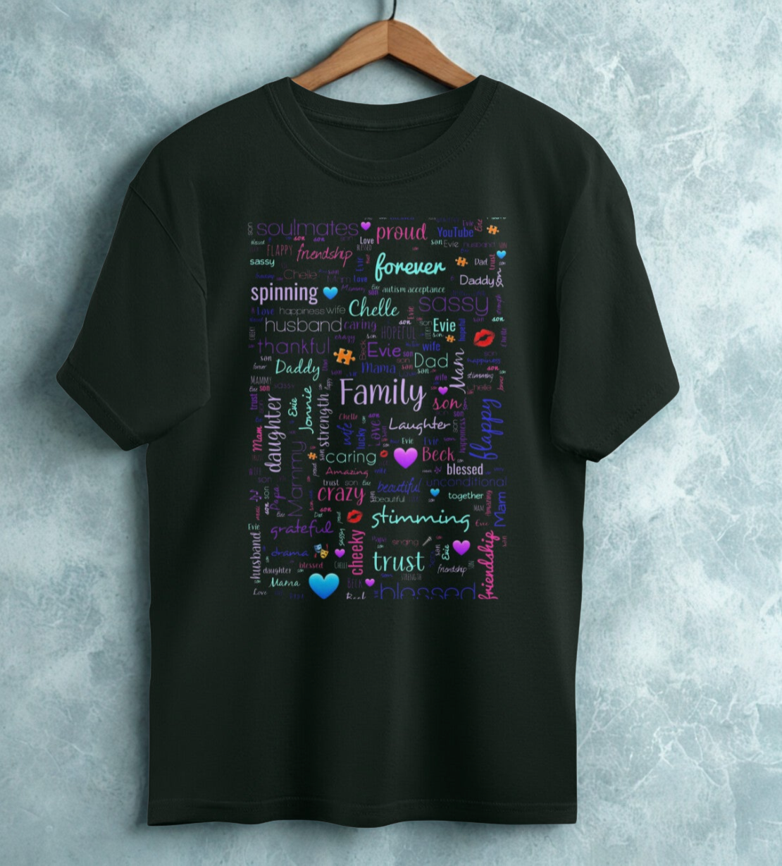Family Love Word Cloud - Premium Oversized T-Shirt